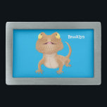 Cute happy bearded dragon lizard cartoon belt buckle<br><div class="desc">This design features a cute happy and hungry bearded dragon lizard in cartoon illustration style. Reptile fun!</div>