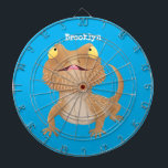 Cute happy bearded dragon lizard cartoon  dartboard<br><div class="desc">This design features a cute happy and hungry bearded dragon lizard in cartoon illustration style. Reptile fun!</div>