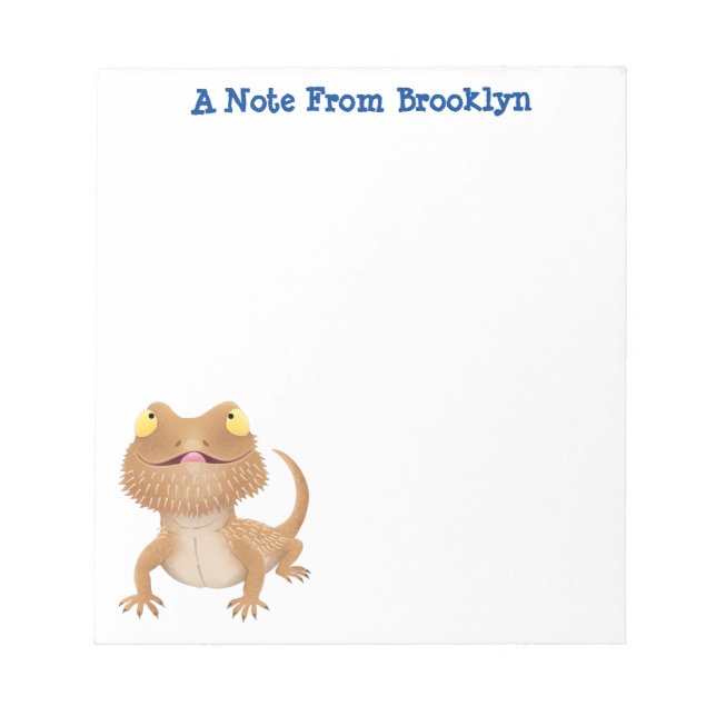 Cute happy bearded dragon lizard cartoon notepad (Front)