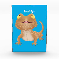Cute happy bearded dragon lizard cartoon