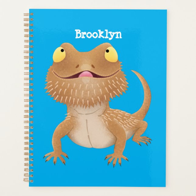 Cute happy bearded dragon lizard cartoon planner (Front)