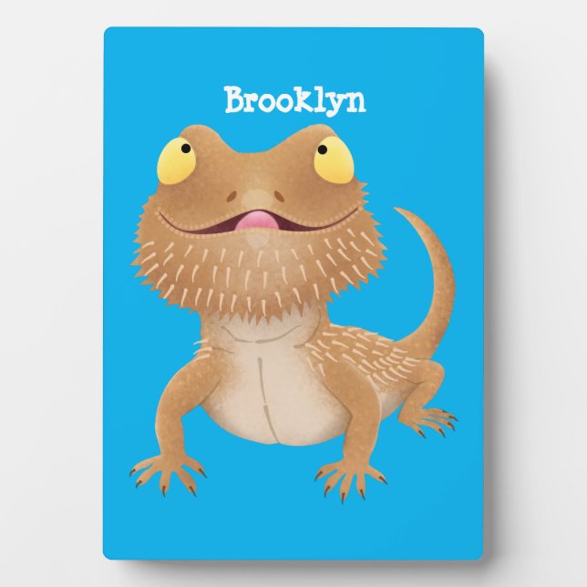 Cute happy bearded dragon lizard cartoon plaque (Front)