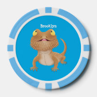 Cute happy bearded dragon lizard cartoon
