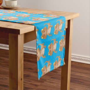 Cute happy bearded dragon lizard cartoon short table runner