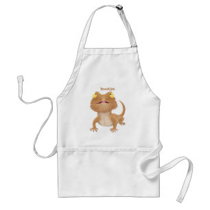 Cute happy bearded dragon lizard cartoon standard apron