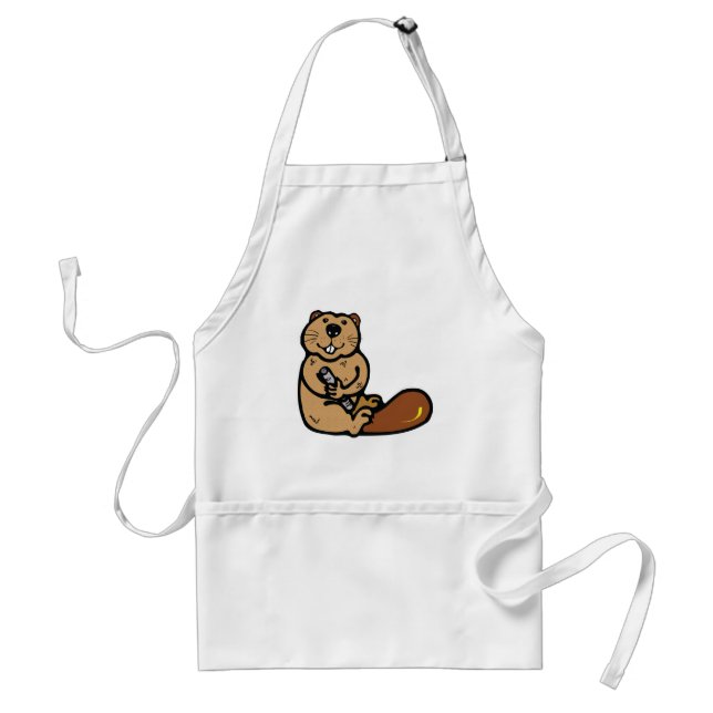 cute happy beaver standard apron (Front)