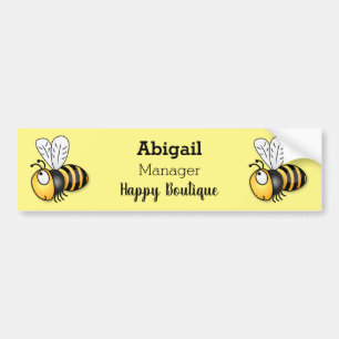 Cute happy bee cartoon illustration bumper sticker