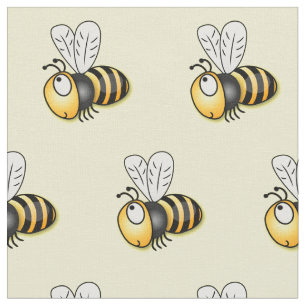 Cute happy bee cartoon illustration fabric