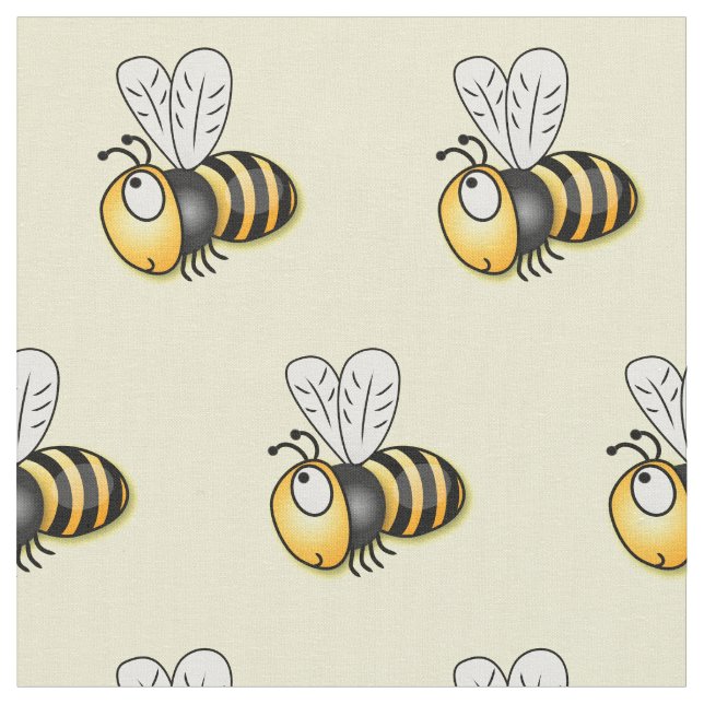 Cute happy bee cartoon illustration fabric (Close Up)