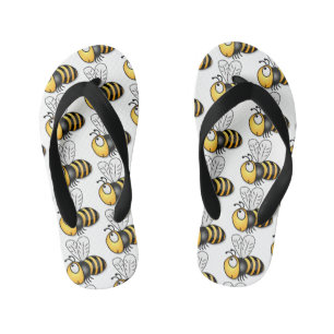 Cute happy bee cartoon illustration kid's thongs