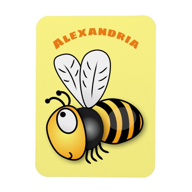 Cute happy bee cartoon illustration magnet (Vertical)