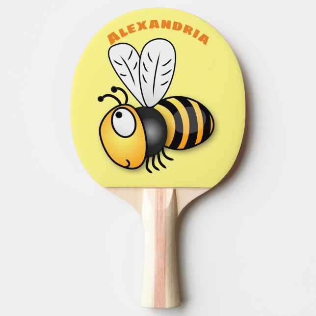 Cute happy bee cartoon illustration ping pong paddle (Front)