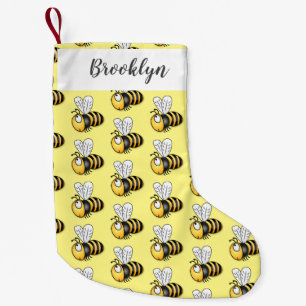 Cute happy bee cartoon illustration small christmas stocking