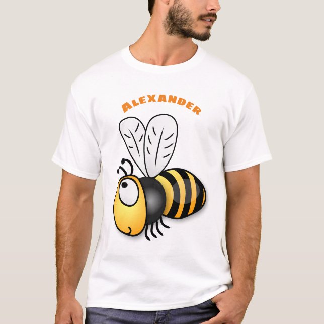 Cute happy bee cartoon illustration T-Shirt (Front)