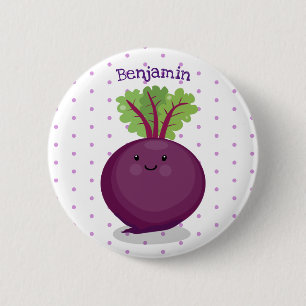 Cute happy beet root kitchen cartoon illustration 6 cm round badge