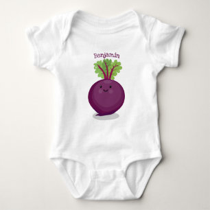 Cute happy beet root kitchen cartoon illustration baby bodysuit