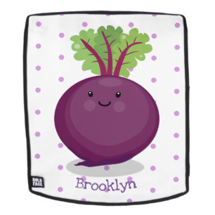 Cute happy beet root kitchen cartoon illustration backpack