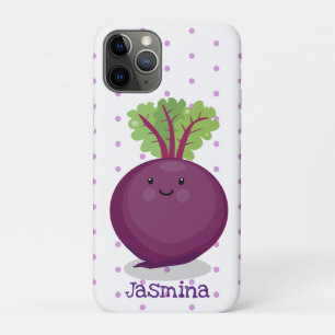 Cute happy beet root kitchen cartoon illustration iPhone 11 pro case