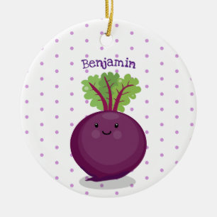 Cute happy beet root kitchen cartoon illustration ceramic ornament