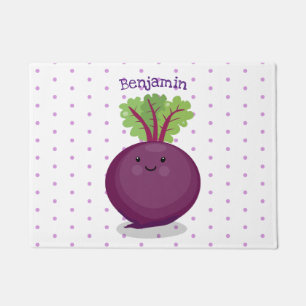 Cute happy beet root kitchen cartoon illustration doormat