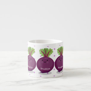 Cute happy beet root kitchen cartoon illustration espresso cup