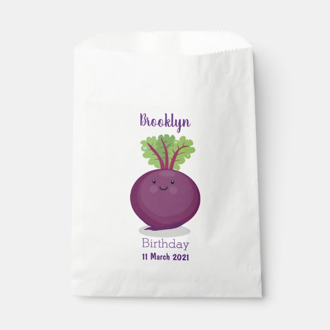 Cute happy beet root kitchen cartoon illustration favour bag (Front)