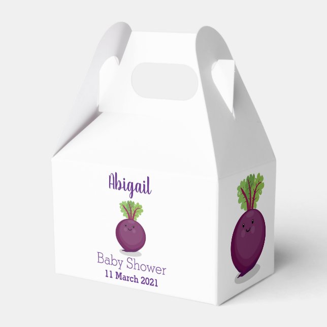 Cute happy beet root kitchen cartoon illustration favour box (Front Side)