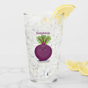 Cute happy beet root kitchen cartoon illustration glass