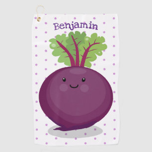 Cute happy beet root kitchen cartoon illustration golf towel