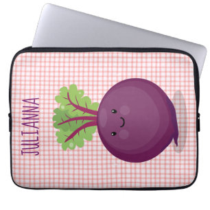 Cute happy beet root kitchen cartoon illustration laptop sleeve