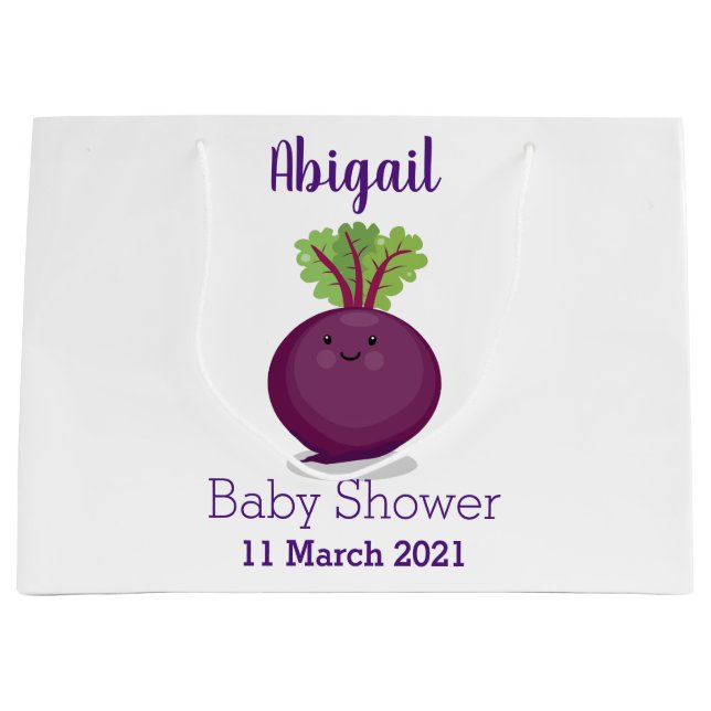 Cute happy beet root kitchen cartoon illustration large gift bag (Front)