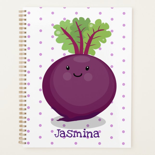 Cute happy beet root kitchen cartoon illustration planner (Front)