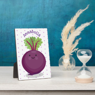 Cute happy beet root kitchen cartoon illustration plaque