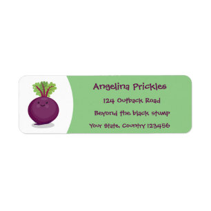 Cute happy beet root kitchen cartoon illustration return address label