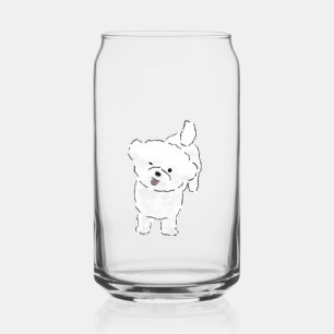 Cute Happy Bichon Frise Puppy Sticking Tongue Out Can Glass