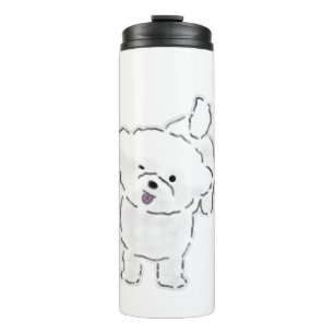 Cute Happy Bichon Frise Puppy Sticking Tongue Out Thermal Tumbler