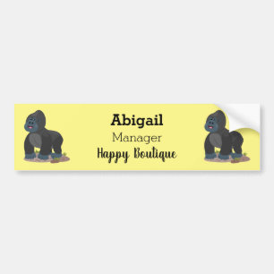 Cute happy big gorilla cartoon illustration bumper sticker