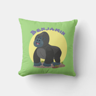 Cute happy big gorilla cartoon illustration cushion