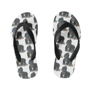 Cute happy big gorilla cartoon illustration kid's thongs