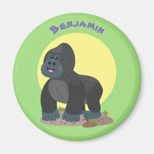 Cute happy big gorilla cartoon illustration magnet