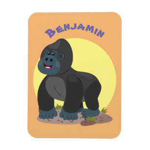 Cute happy big gorilla cartoon illustration magnet