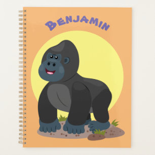 Cute happy big gorilla cartoon illustration planner