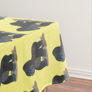Cute happy big gorilla cartoon illustration tablecloth