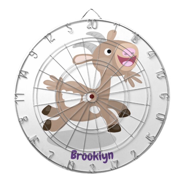 Cute happy billy goat cartoon dartboard (Front)