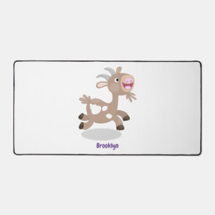 Cute happy billy goat cartoon desk mat