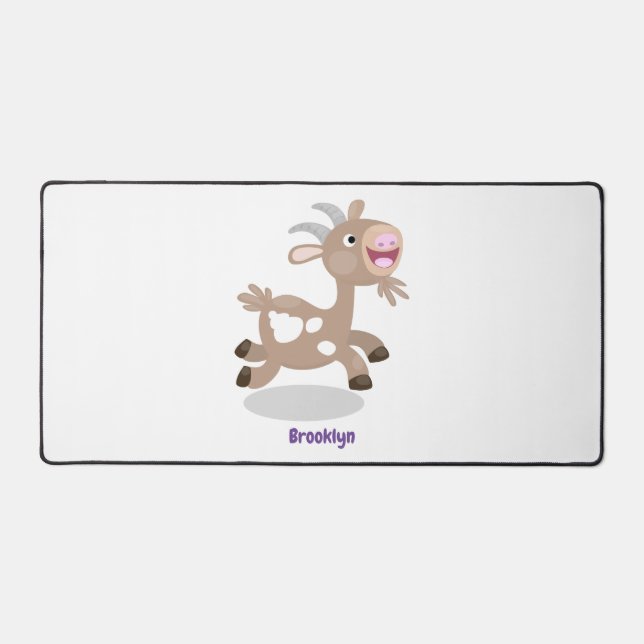Cute happy billy goat cartoon desk mat (Front)