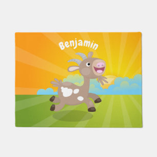 Cute happy billy goat cartoon doormat