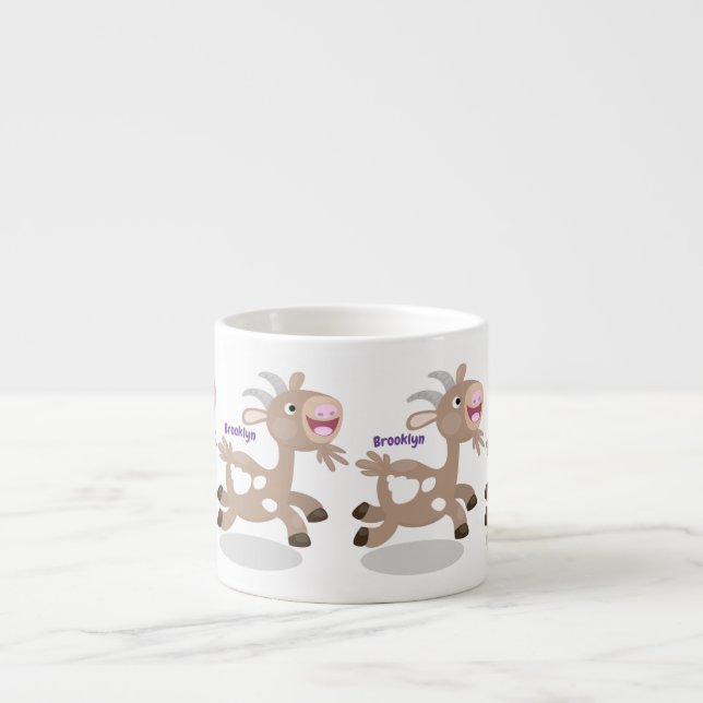 Cute happy billy goat cartoon espresso cup (Front)