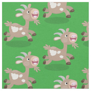 Cute happy billy goat cartoon fabric