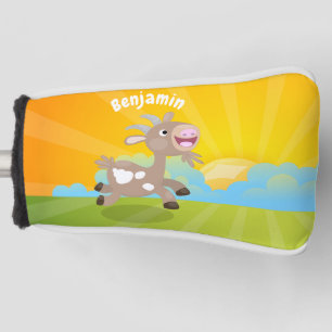Cute happy billy goat cartoon golf head cover